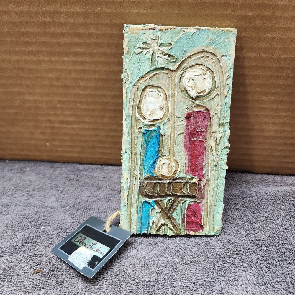 NWT hand painted nativity scene on wood b48